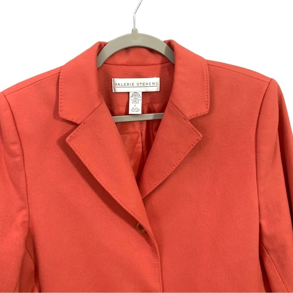 Vintage Valerie Stevens Coral Wool Nylon Cashmere Blend Women’s Blazer Size 12 - Picture 2 of 8